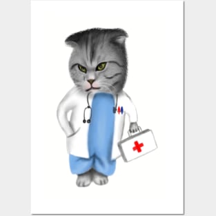 Funny Cat Doctor Posters and Art